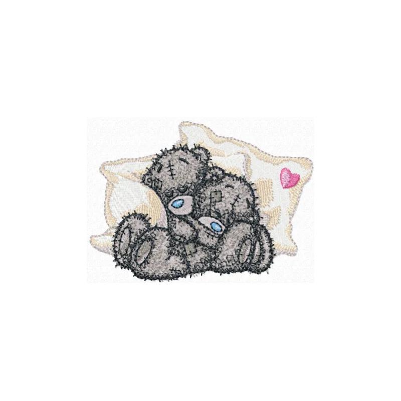 Teddy Bear we sleep embroidery design showcasing a cute teddy bear motif for stitching on baby onesies or blankets.