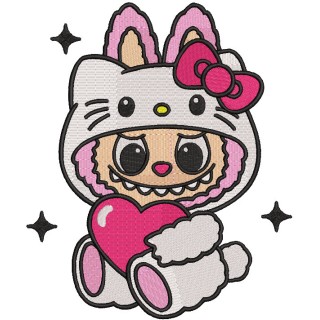 Labubu hello kitty embroidery design - Embroidery Design
