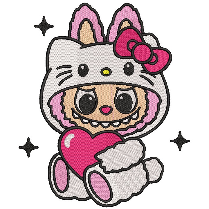 Labubu hello kitty embroidery design - Embroidery Design