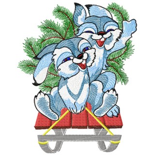 Christmas Bunnies embroidery design - Embroidery Design