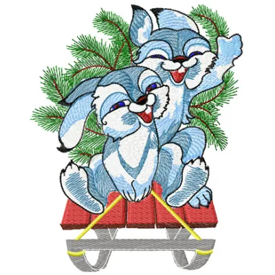 Preview of Christmas Bunnies embroidery design featuring playful bunnies in festive attire, perfect for holiday projects.