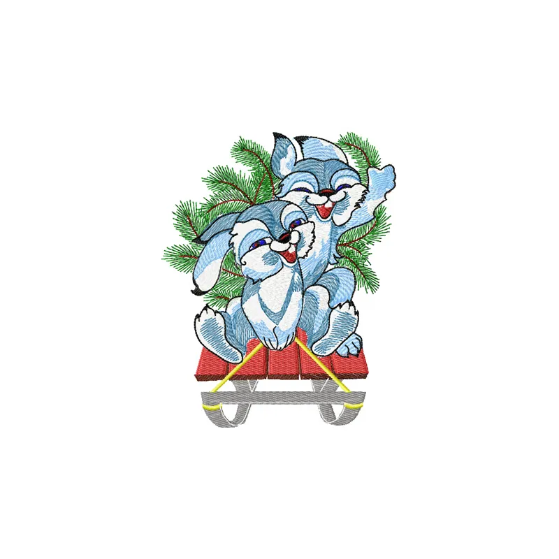 Preview of Christmas Bunnies embroidery design featuring playful bunnies in festive attire, perfect for holiday projects.