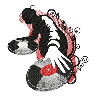 Disco Man embroidery design showcasing a lively figure ready to dance, perfect for embellishing apparel and accessories.