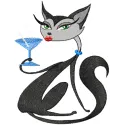 Glamour Kitty relax embroidery design featuring a playful cat motif, perfect for stitching on t-shirts or bags.