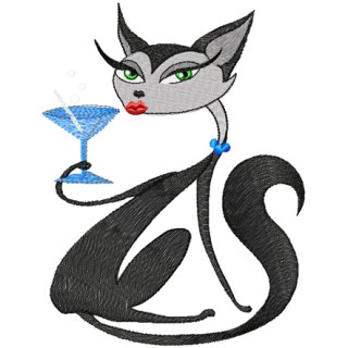Glamour Kitty relax embroidery design - Embroidery Design