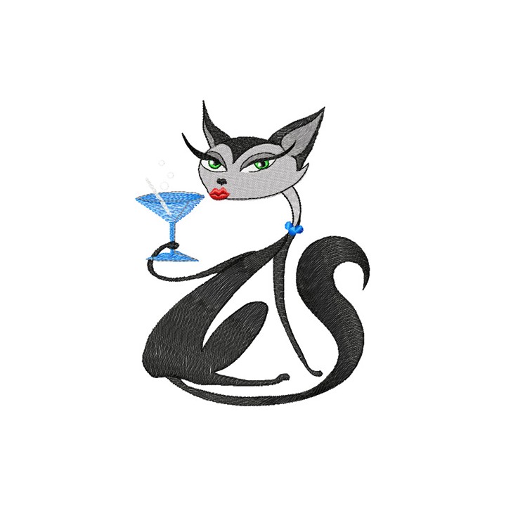 Glamour Kitty relax embroidery design - Embroidery Design