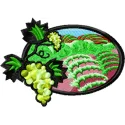 Vineyards embroidery design showcasing lush grapevines, perfect for stitching on tote bags or home decor.