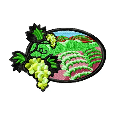 Vineyards embroidery design showcasing lush grapevines, perfect for stitching on tote bags or home decor.