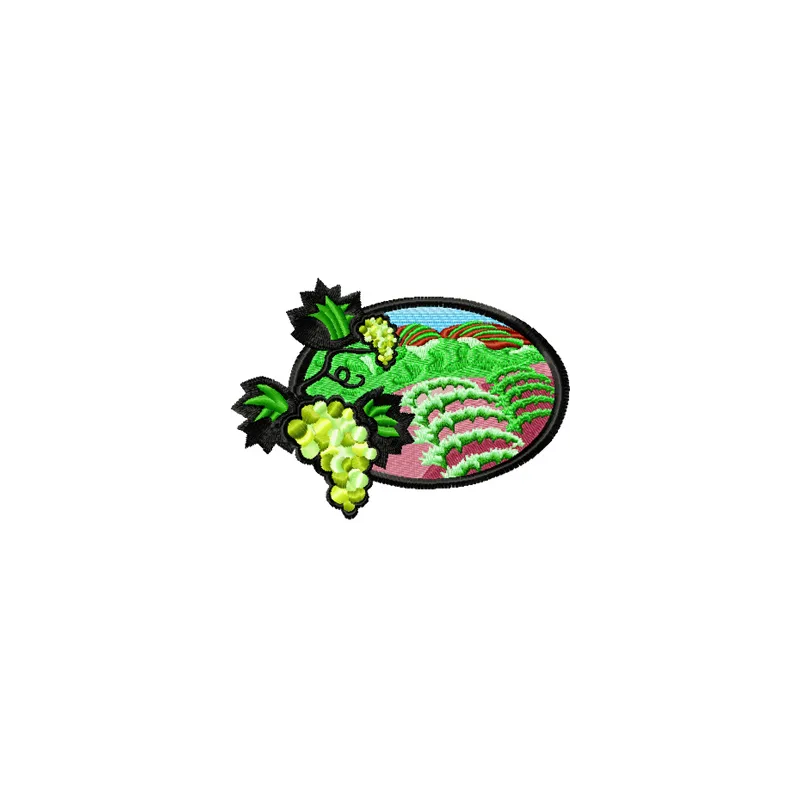 Vineyards embroidery design showcasing lush grapevines, perfect for stitching on tote bags or home decor.