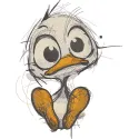 Sitting funny duckling embroidery design featuring a cute duckling in a whimsical pose, perfect for farm animal lovers.