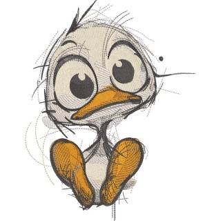 Sitting funny duckling embroidery design - Embroidery Design
