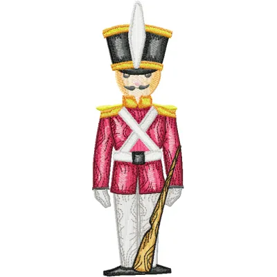 Wooden Soldier embroidery design showcasing a playful and charming motif for various fabric projects.