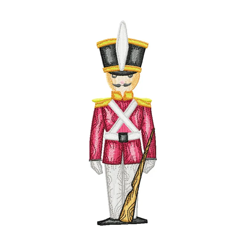 Wooden Soldier embroidery design showcasing a playful and charming motif for various fabric projects.