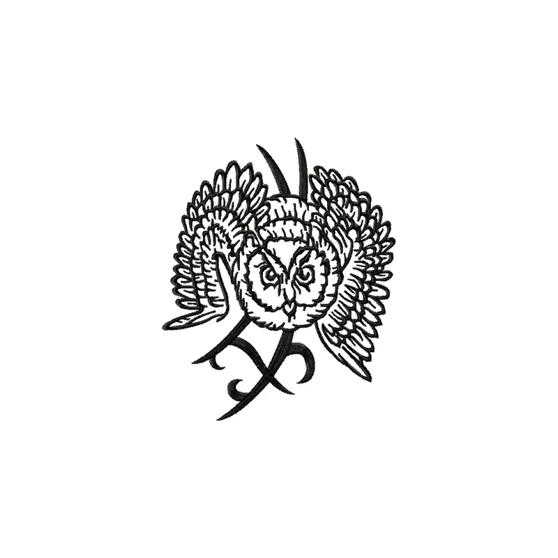 Preview of Tribal Owl embroidery design, a creative pattern featuring an intricate owl motif for your projects.