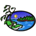 Scandinavian landscape embroidery design showcasing stunning natural scenery for creative stitching projects.