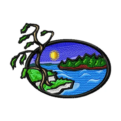 Scandinavian landscape embroidery design showcasing stunning natural scenery for creative stitching projects.