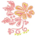 Preview of a vibrant flowers pattern embroidery design, ideal for FSL projects and decorative stitching.