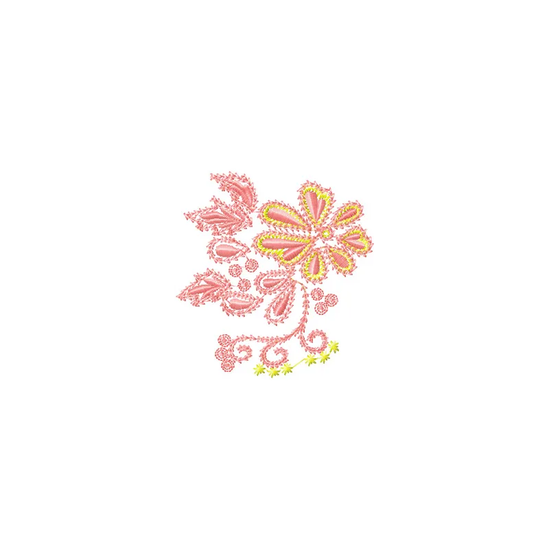 Preview of a vibrant flowers pattern embroidery design, ideal for FSL projects and decorative stitching.