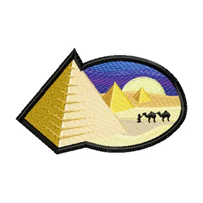 Egypt embroidery design showcasing iconic symbols perfect for travel-themed projects or cultural stitching patterns.