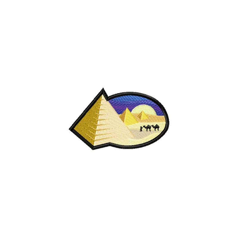 Egypt embroidery design showcasing iconic symbols perfect for travel-themed projects or cultural stitching patterns.