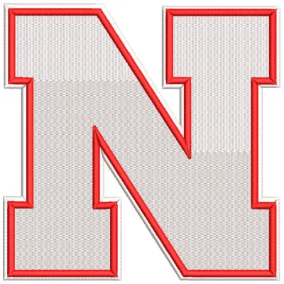 Nebraska Cornhuskers Primary Dark Logo 2016 embroidery design featuring bold red and white colors.