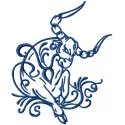 Tribal Bull embroidery design showcasing intricate stitching patterns, perfect for creating unique animal-themed projects.