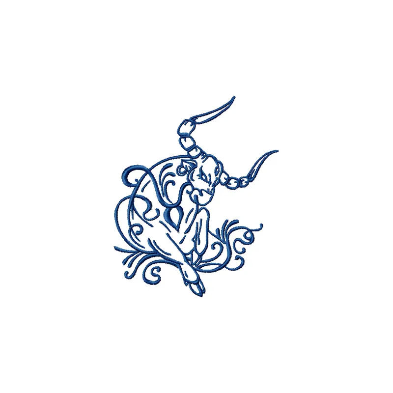 Tribal Bull embroidery design showcasing intricate stitching patterns, perfect for creating unique animal-themed projects.
