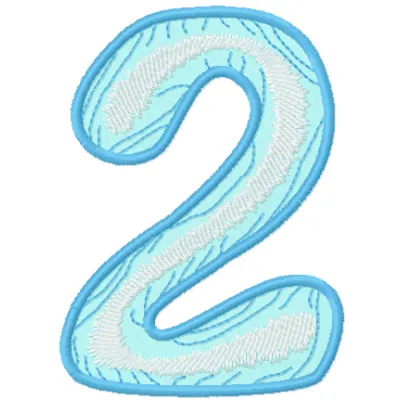 Wooden number two embroidery design showcased in an elegant stitching pattern, ideal for personalized projects.