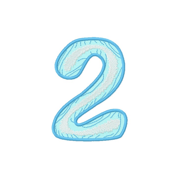 Wooden number two embroidery design - Embroidery Design