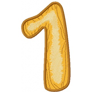 Wooden number one embroidery design - Embroidery Design