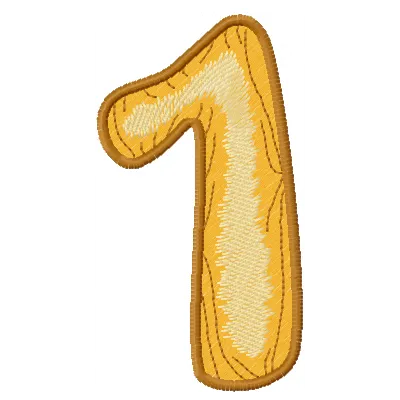Preview of a wooden number one embroidery design, showcasing intricate stitching patterns for creative projects.