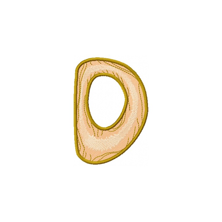 Wooden letter D embroidery design - Embroidery Design