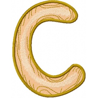 Wooden letter C embroidery design - Embroidery Design