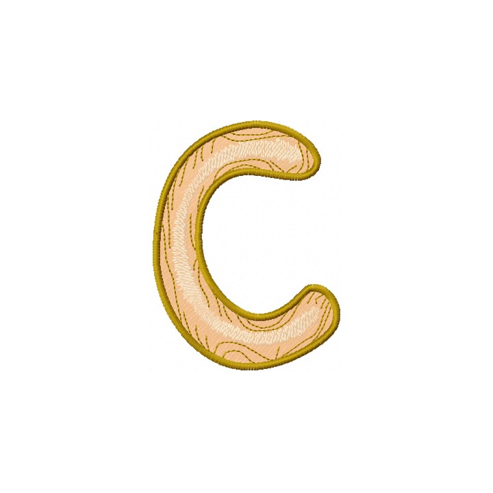 Wooden letter C embroidery design - Embroidery Design