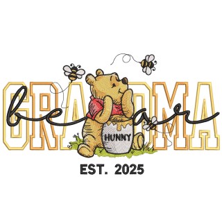 Winnie Pooh grandma bear embroidery design - Embroidery Design