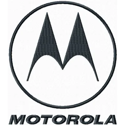 Preview of Motorola logo embroidery design, showcasing intricate stitching for electronics enthusiasts.