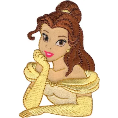 Belle applique embroidery design featuring a charming princess motif, perfect for embellishing garments and accessories.