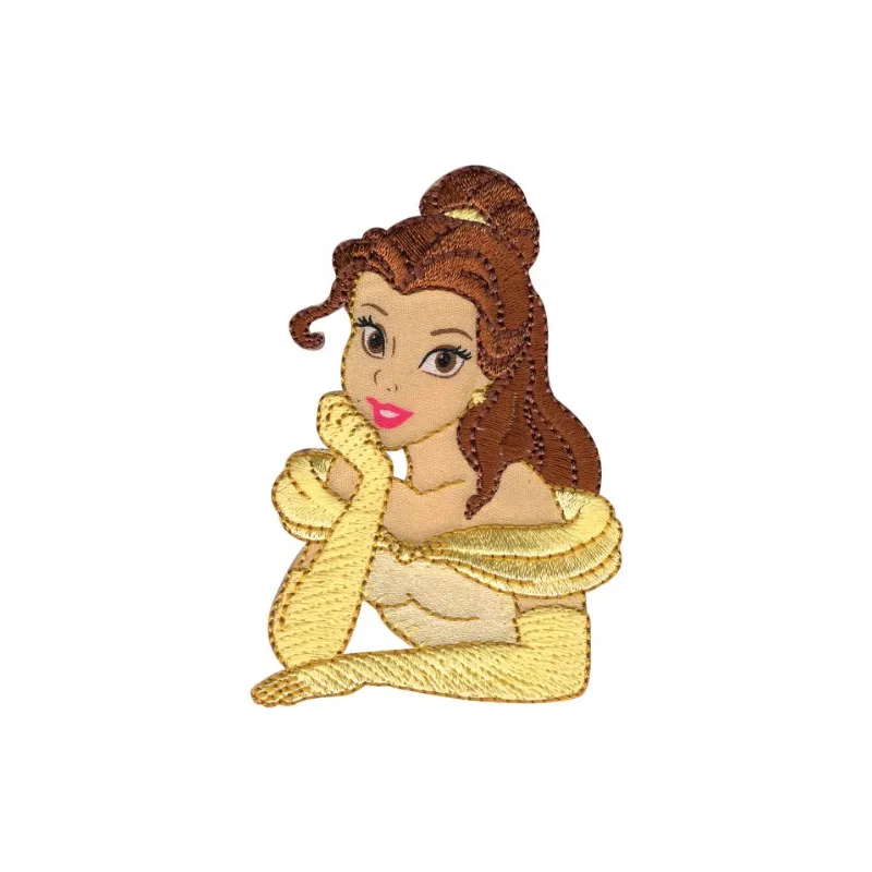 Belle applique embroidery design featuring a charming princess motif, perfect for embellishing garments and accessories.