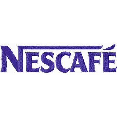 Embroidery design featuring the iconic Nescafe logo, perfect for stitching on apparel and accessories.