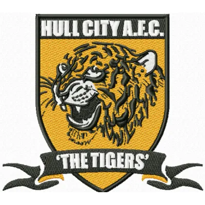 Hull City AFC The Tigers logo embroidery design for football enthusiasts, showcasing detailed stitched motifs.