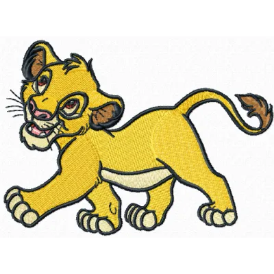 Simba Walking embroidery design featuring the beloved character from The Lion King, ideal for various stitching projects.