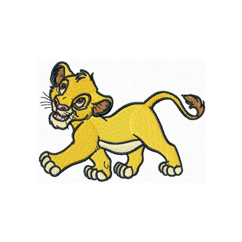 Simba Walking embroidery design featuring the beloved character from The Lion King, ideal for various stitching projects.
