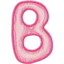 Wooden letter B embroidery design showcasing a rustic style, ideal for personalizing t-shirts and tote bags.