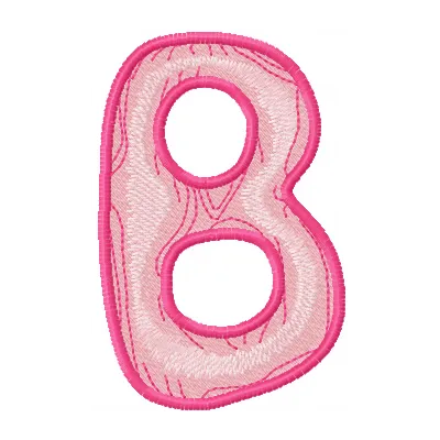 Wooden letter B embroidery design showcasing a rustic style, ideal for personalizing t-shirts and tote bags.
