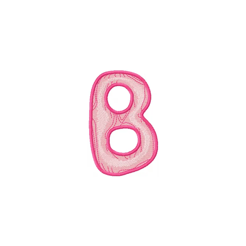 Wooden letter B embroidery design showcasing a rustic style, ideal for personalizing t-shirts and tote bags.