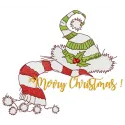 Preview of a Christmas elf's hat and scarf embroidery design, showcasing festive stitching patterns for holiday projects.