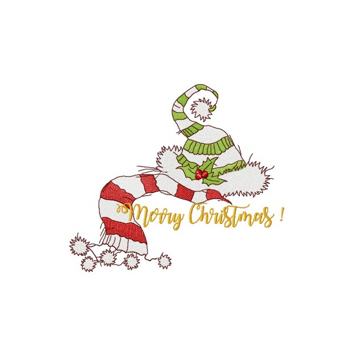 Christmas elf's hat and scarf embroidery design - Embroidery Design