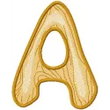 Wooden letter A embroidery design showcased in a creative pattern, ideal for personalized projects and gifts.