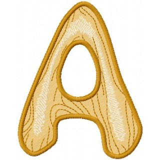 Wooden letter A embroidery design - Embroidery Design