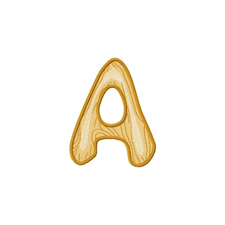Wooden letter A embroidery design - Embroidery Design